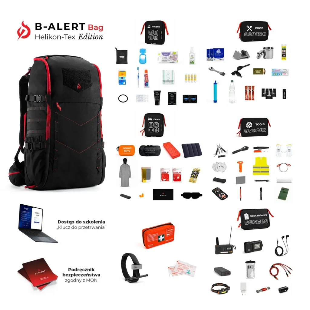 B-ALERT Bag Helikon-Tex Edition plecak awaryjny wyposazenie w srodku